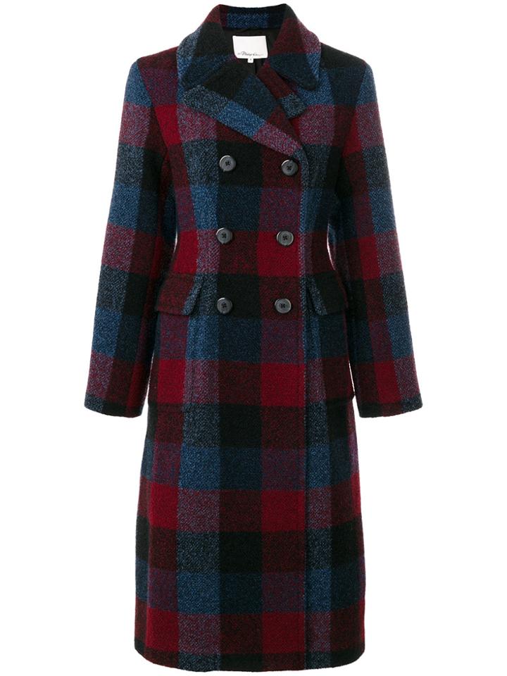 3.1 Phillip Lim Checked Double Breasted Coat - Blue