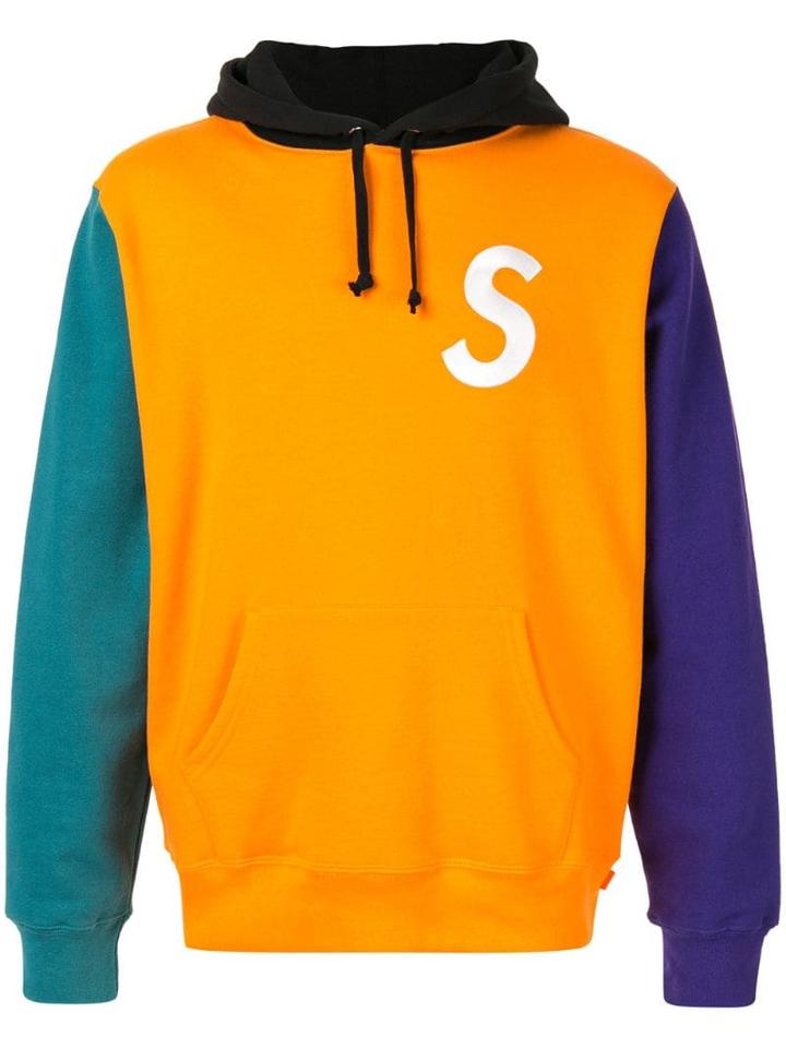 Supreme S Logo Colorblocked Hoodie - Orange
