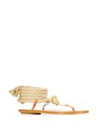Forte Forte Rope Tie Ankle Sandals - Gold