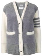 Thom Browne 4-bar Shearling Cardigan Jacket - Grey