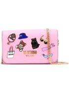 Moschino - Pin Badge Shoulder Bag - Women - Leather - One Size, Pink/purple, Leather