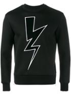 Neil Barrett - Lightning Bolt Applique Sweatshirt - Men - Cotton/polyurethane/viscose - Xs, Black, Cotton/polyurethane/viscose