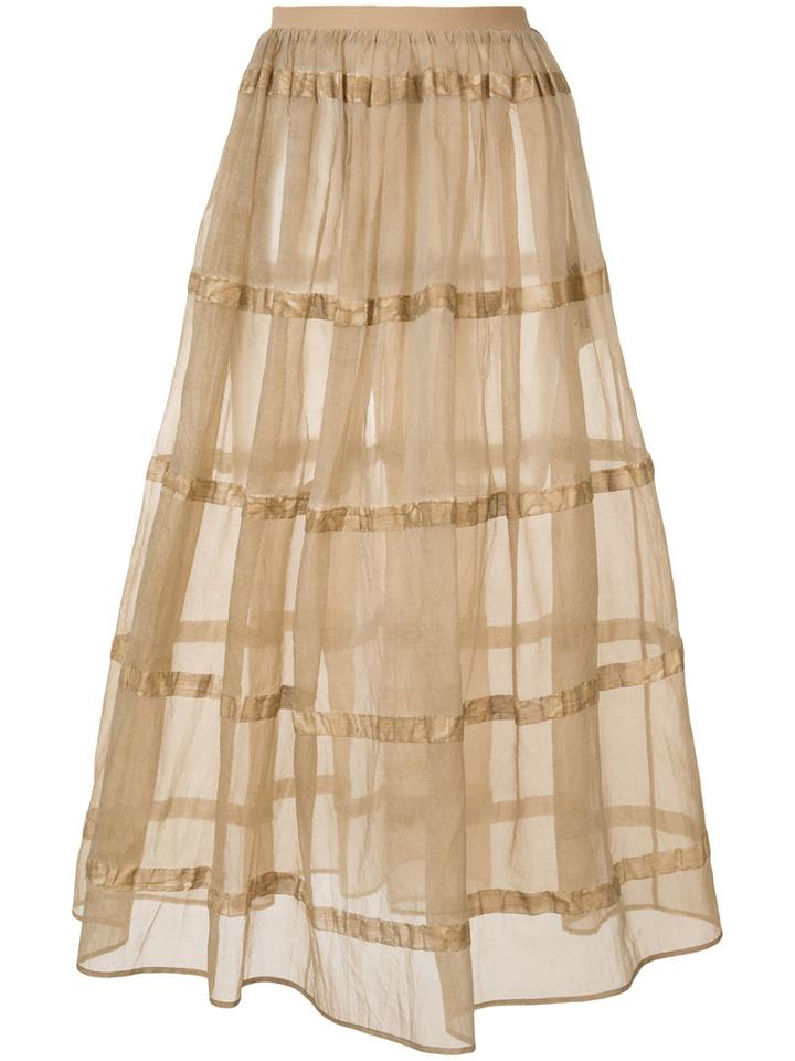 Uma Wang - A-line Transparent Skirt - Women - Silk/linen/flax/polyamide - S, Nude/neutrals, Silk/linen/flax/polyamide