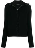 Cashmere In Love Ribbed Roll-neck Isla Cardigan - Black