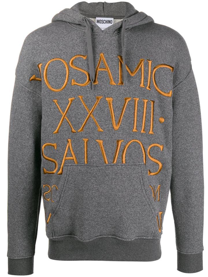 Moschino Roman Embroidery Knitted Hoodie - Grey