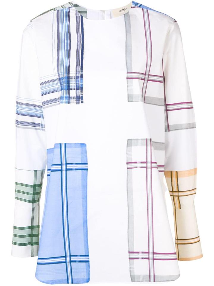 Ports 1961 Checked Band Collar Shirt - White