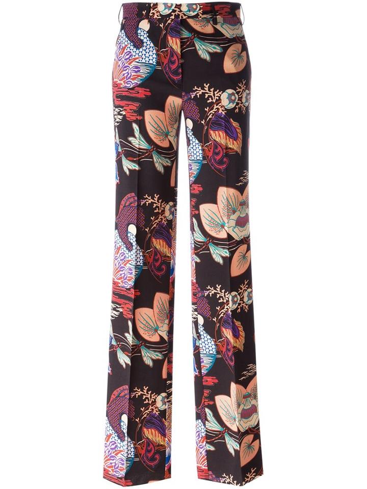 Etro Floral Print Flared Trousers, Women's, Size: 38, Black, Wool