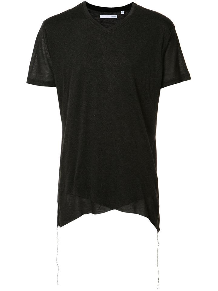 Private Stock Asymmetric Hem T-shirt, Size: Medium, Black, Silk/tencel