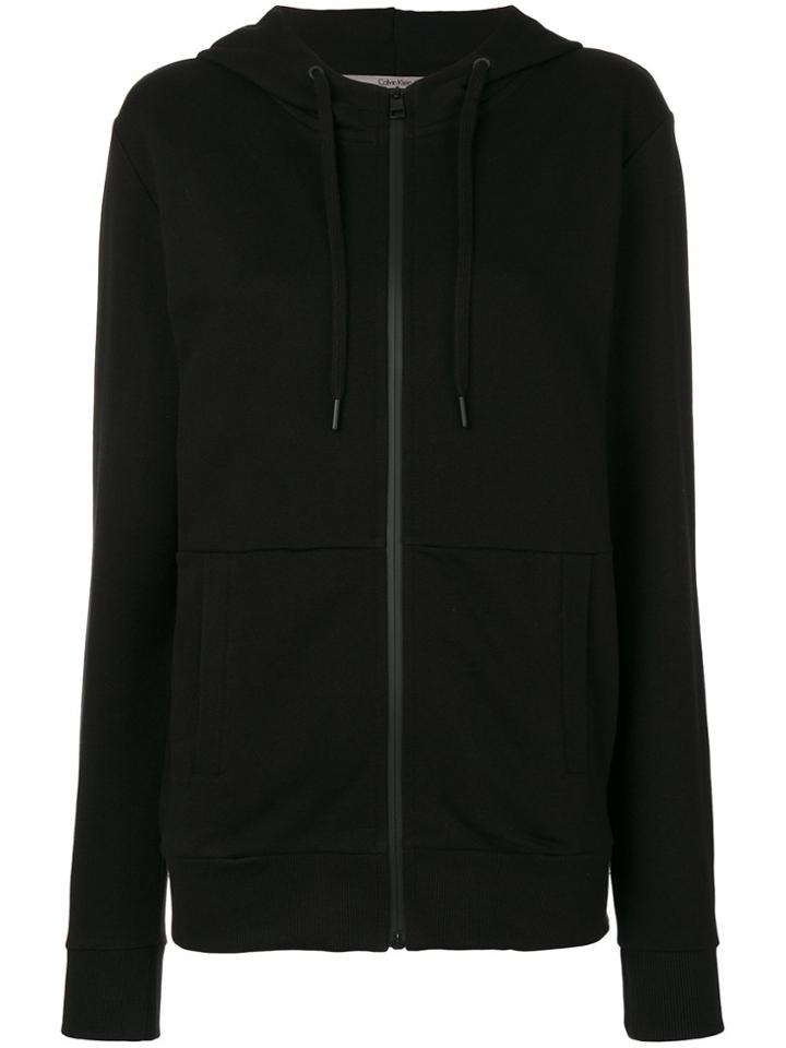 Ck Jeans Logo Print Zipped Hoodie - Black