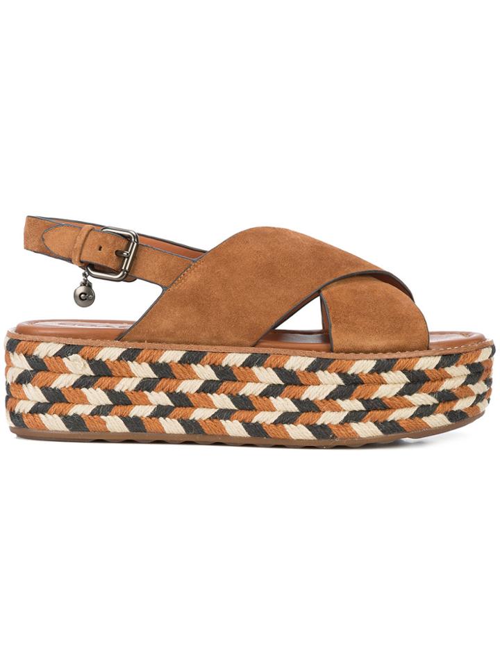 Coach Flatform Wedge Sandals - Brown