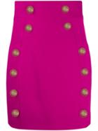 Balmain Button-embellished Mini Skirt - Pink