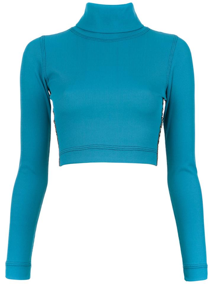 À La Garçonne Branded Cropped Top - Blue