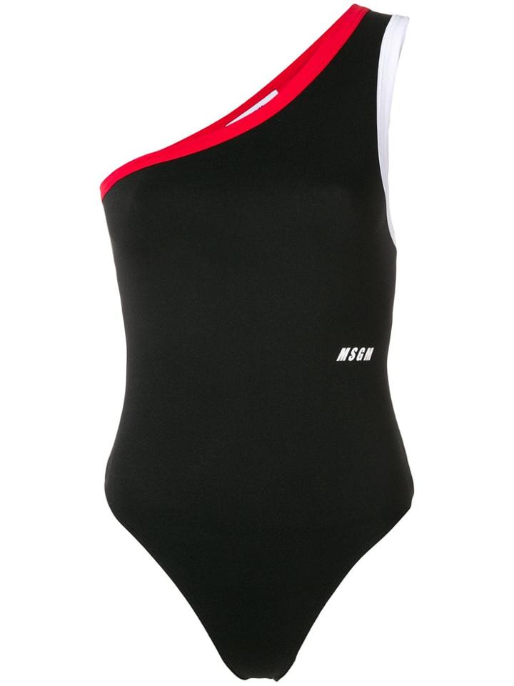 Msgm One Shoulder Swimsuit - Black