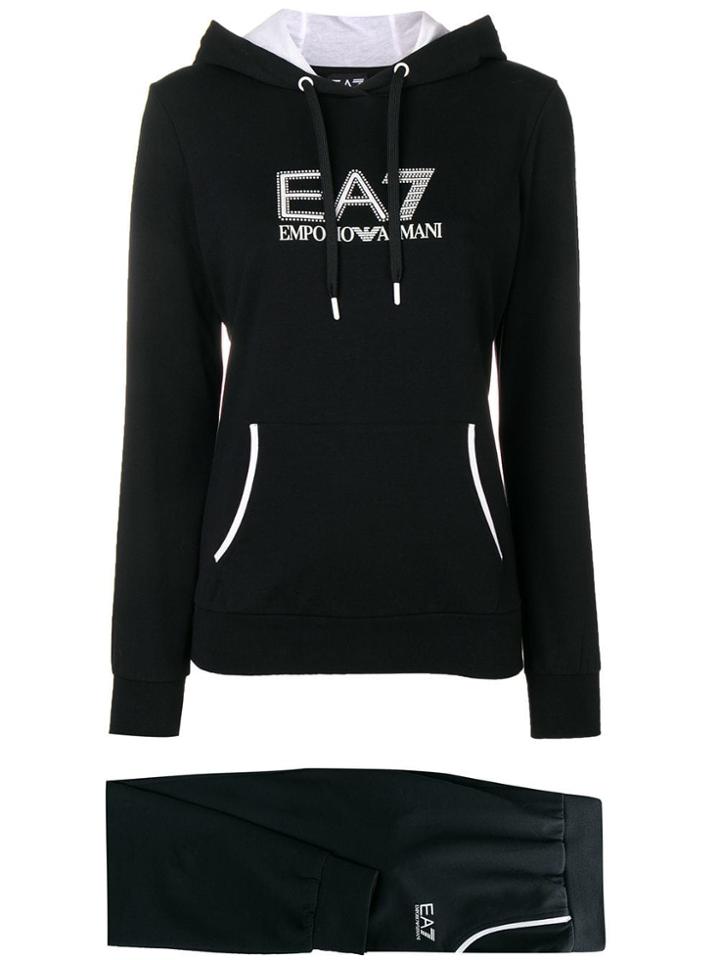 Ea7 Emporio Armani Logo Print Tracksuit Set - Black