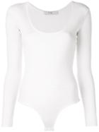 Tibi Tech Poly Decollete Bodysuit - White