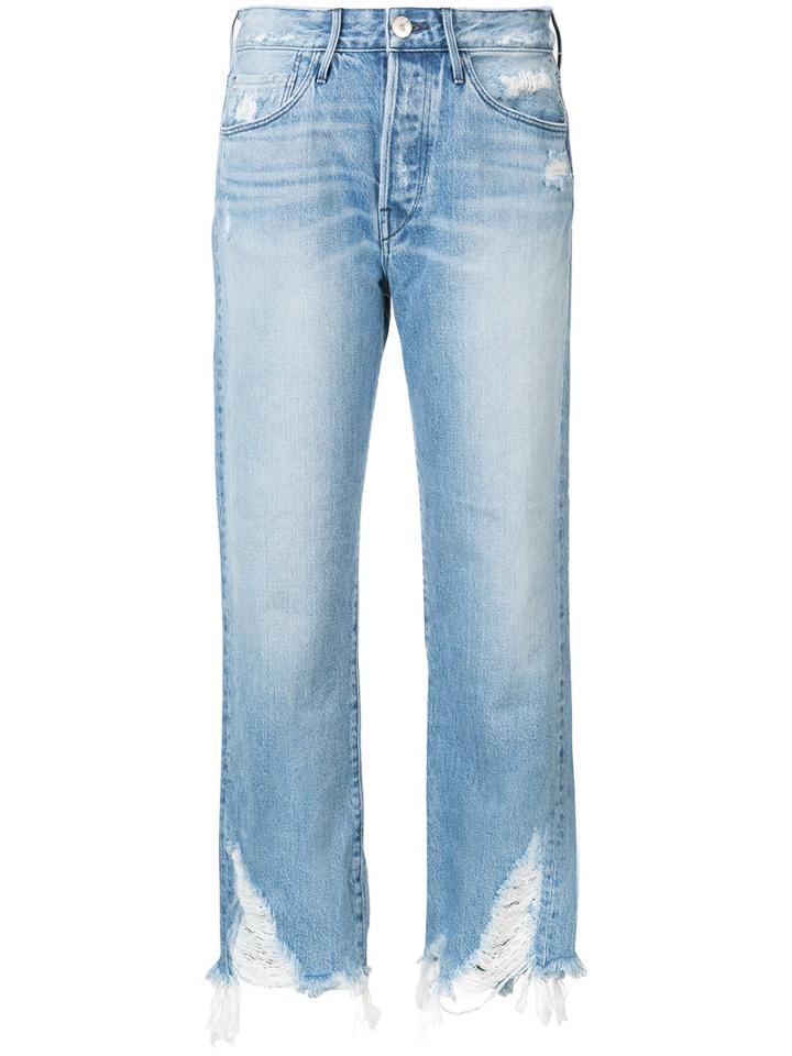 3x1 - Cropped Pants - Women - Cotton - 24, Women's, Blue, Cotton
