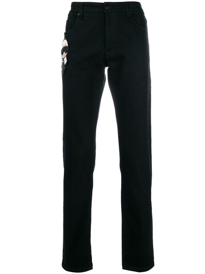 Fendi Karlito-appliqué Jeans - Black