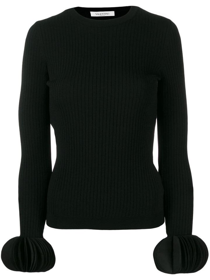 Valentino Embroidered Stretch Sweater - Black
