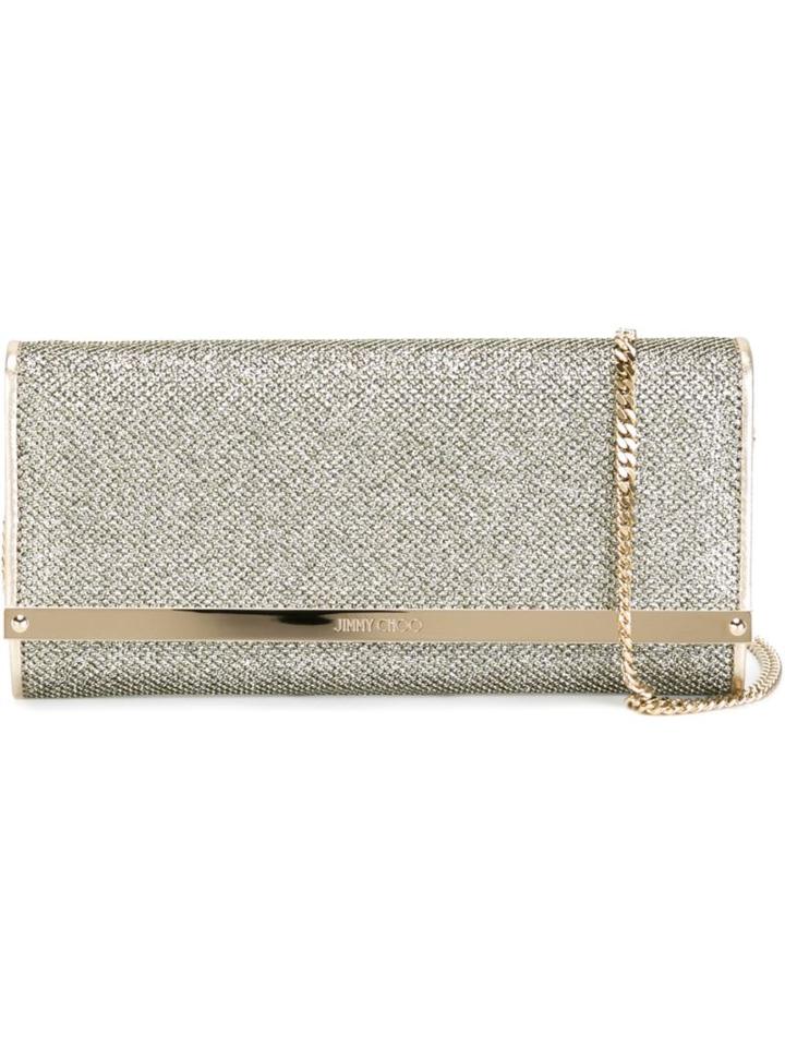 Jimmy Choo 'milla' Clutch, Women's, Grey, Leather/lurex