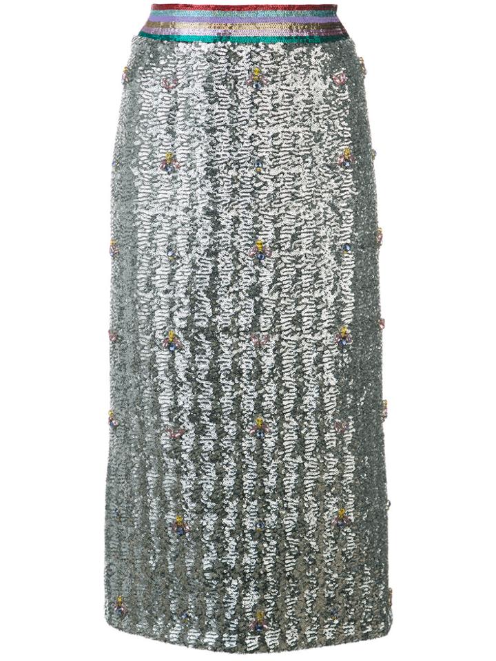 Mary Katrantzou Sequinned Midi Skirt - Metallic