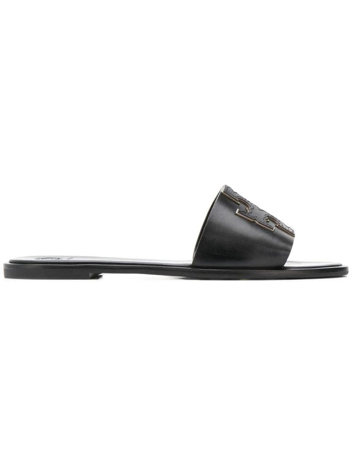 Tory Burch Flat Slide Sandals - Black