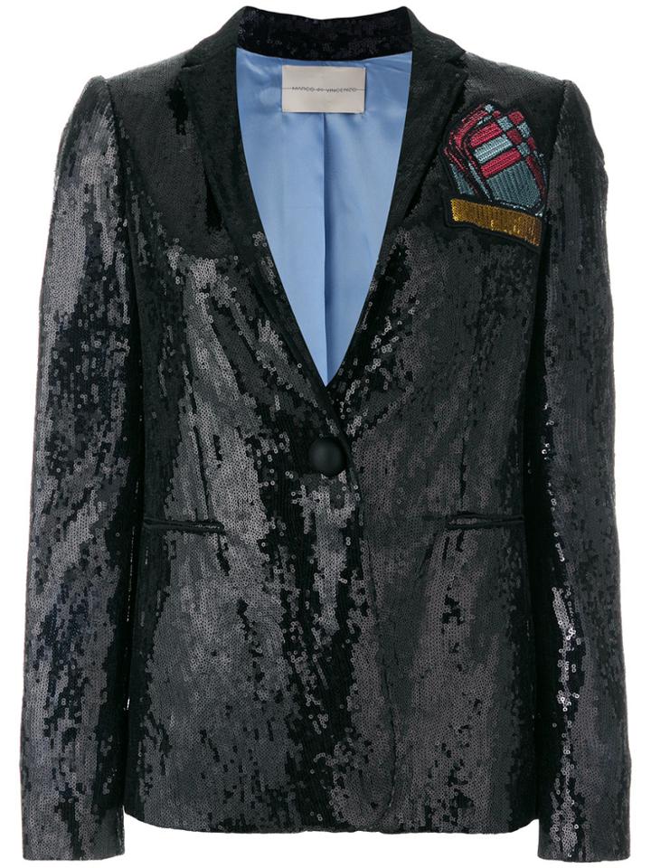 Marco De Vincenzo Sequined Foulard Blazer - Black