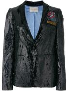 Marco De Vincenzo Sequined Foulard Blazer - Black
