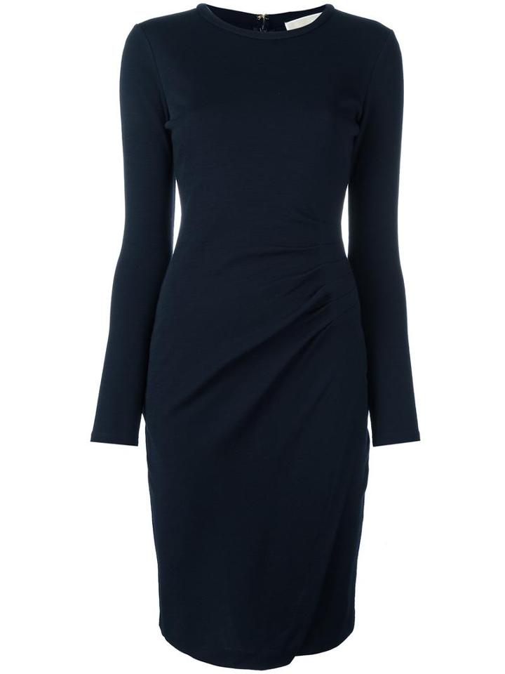 Michael Michael Kors Ruched Jersey Dress, Women's, Size: Large, Blue, Viscose/wool