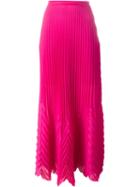 Msgm Pleated Long Skirt, Women's, Size: 40, Pink/purple, Polyester/spandex/elastane