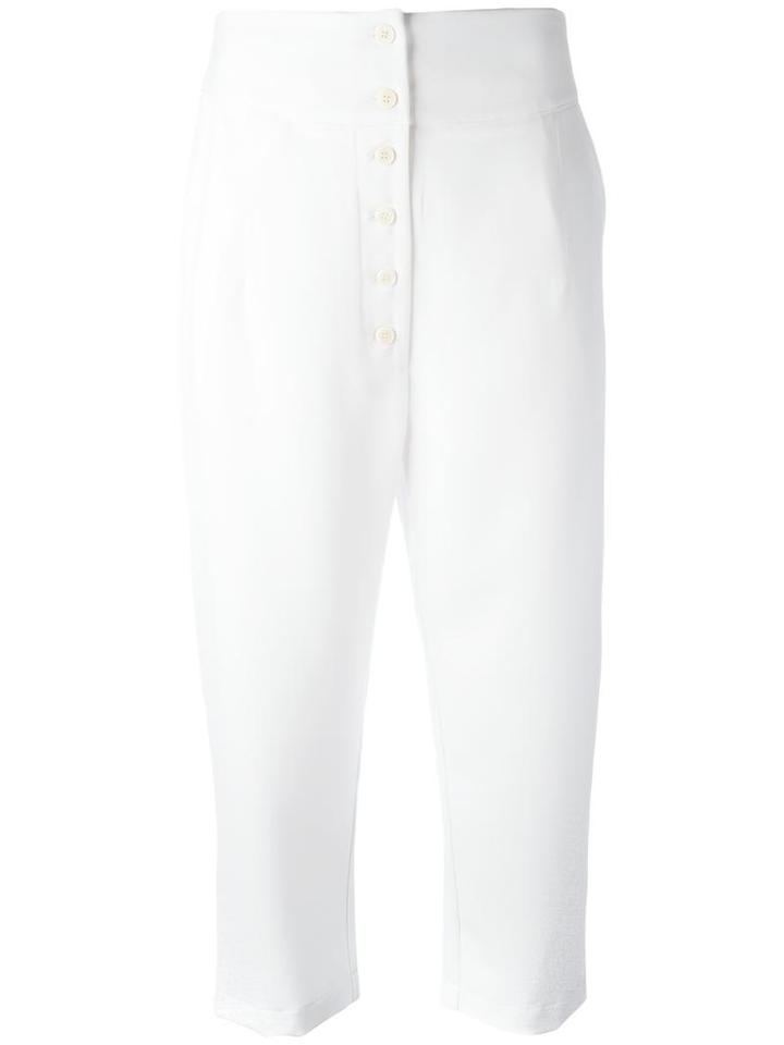 Erika Cavallini Drop-crotch Cropped Trousers, Women's, Size: 38, White, Acetate/polyester