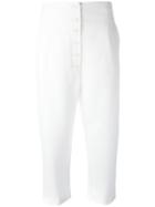 Erika Cavallini Drop-crotch Cropped Trousers, Women's, Size: 38, White, Acetate/polyester