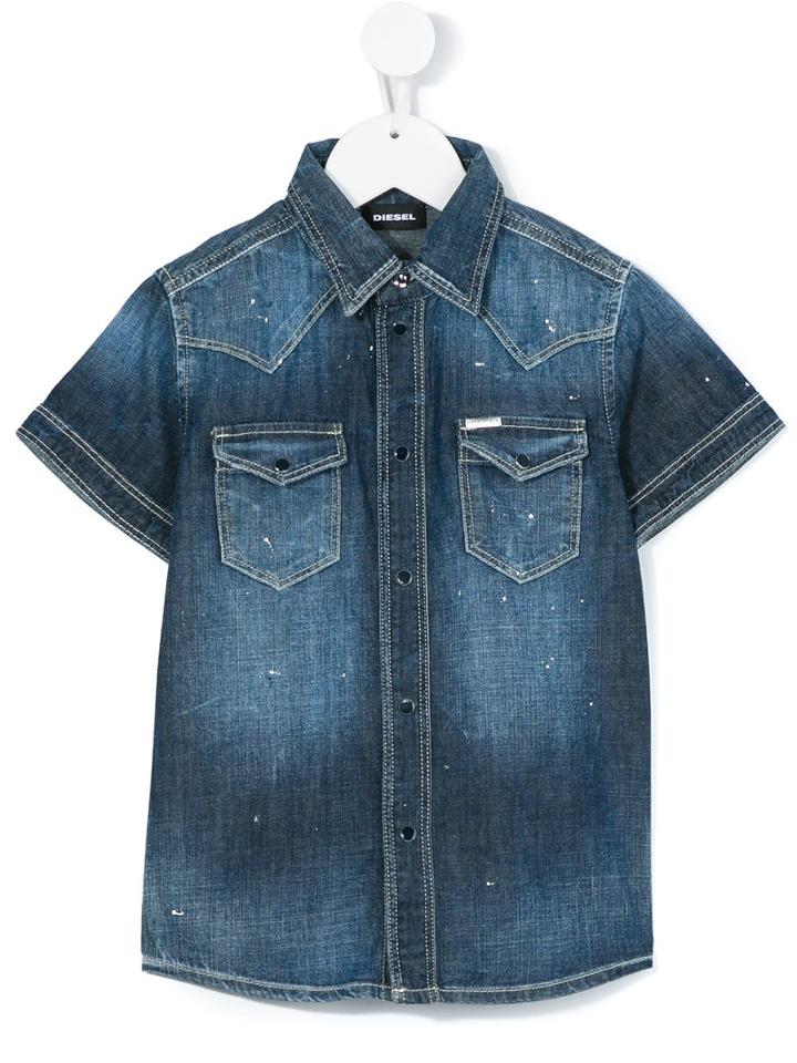 Diesel Kids - Denim Top - Kids - Cotton - 10 Yrs, Blue