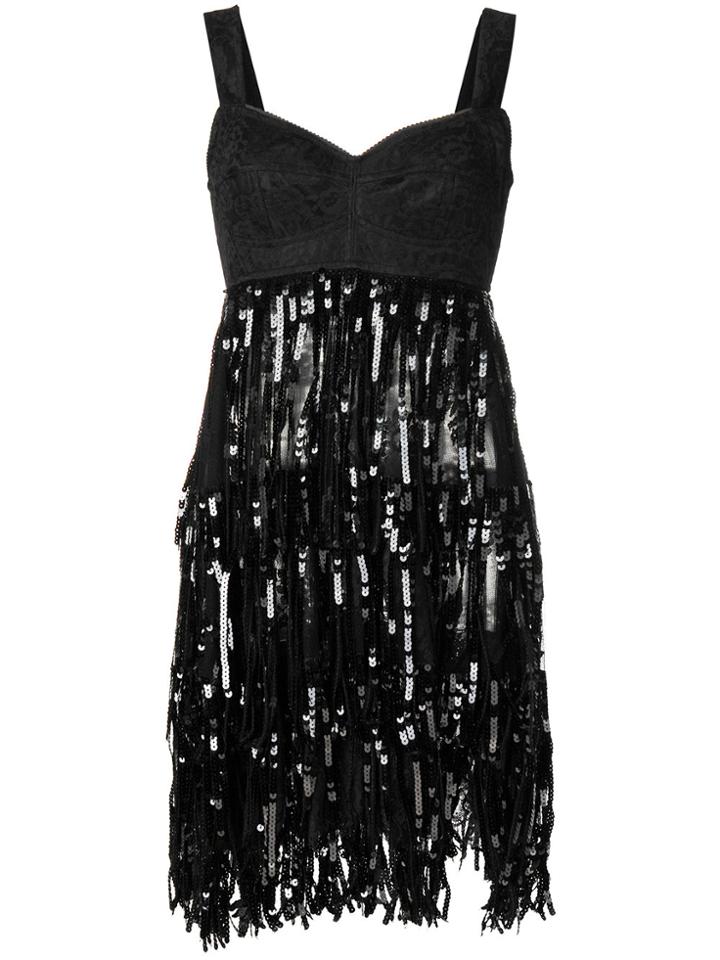 Dolce & Gabbana Lace Bodice Sequinned Dress - Black