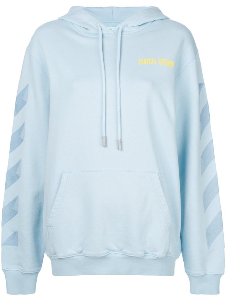 Off-white Slogan Detail Hoody - Blue