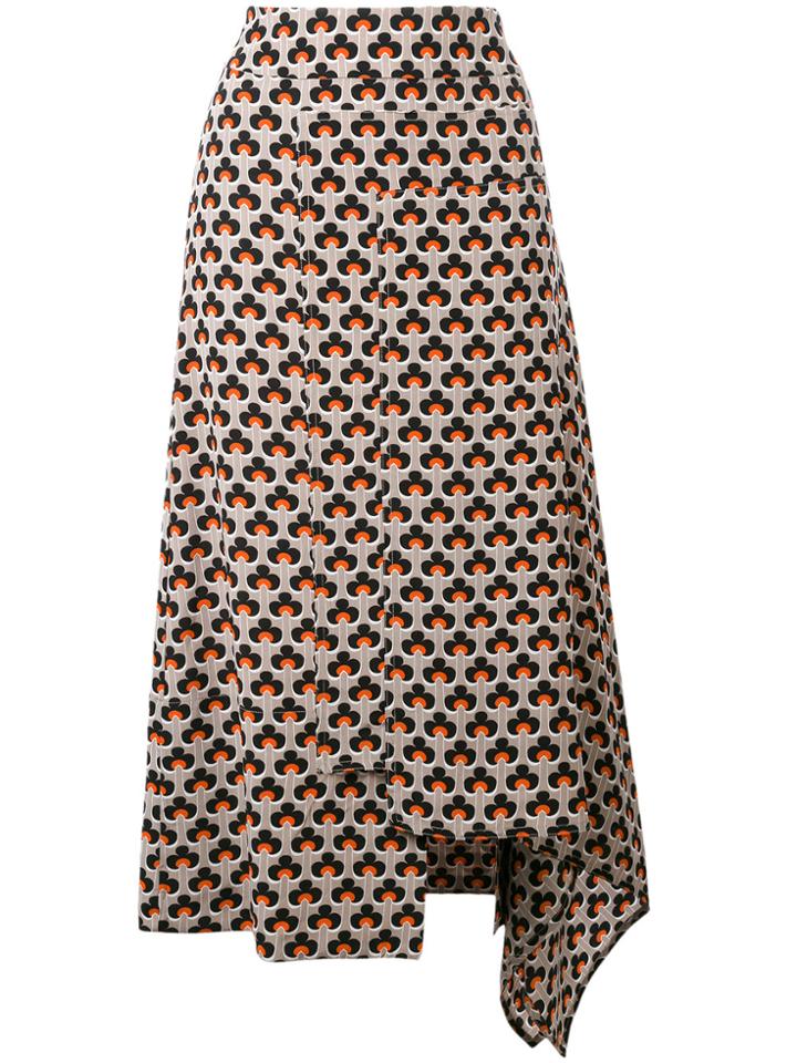 Marni Portrait Print Asymmetric Skirt - Grey