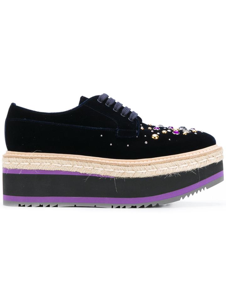 Prada Platform Lace-up Shoes - Blue
