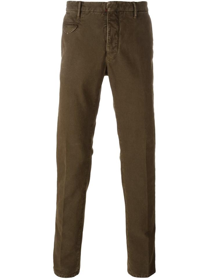Incotex Classic Chinos, Men's, Size: 32, Brown, Cotton/spandex/elastane