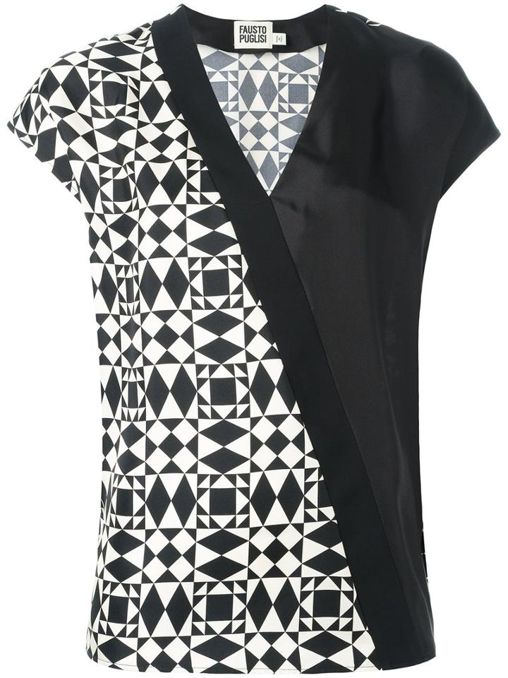 Fausto Puglisi Wrap Shortsleeved Blouse, Women's, Size: 42, Black, Silk/viscose/spandex/elastane