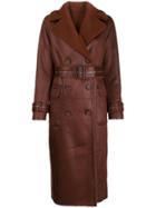 Urbancode Long Faux-leather Coat - Brown