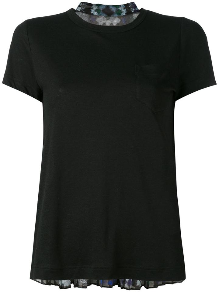 Sacai - Pleated Back T-shirt - Women - Linen/flax/polyester - 3, Black, Linen/flax/polyester
