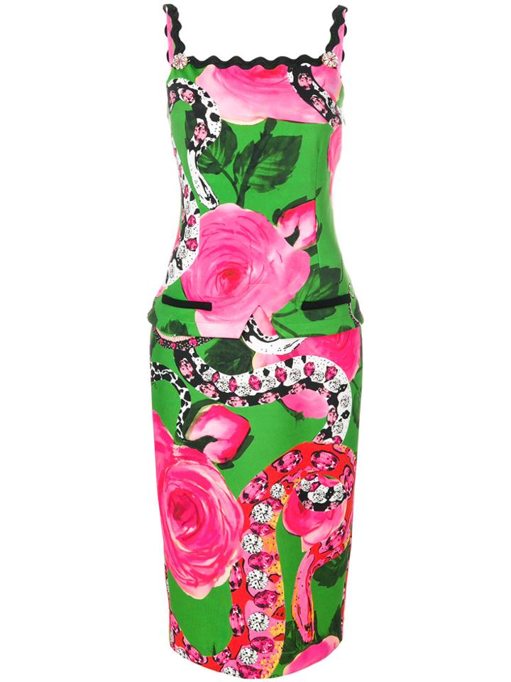 Cavalli Class Floral Snake Print Dress - Multicolour