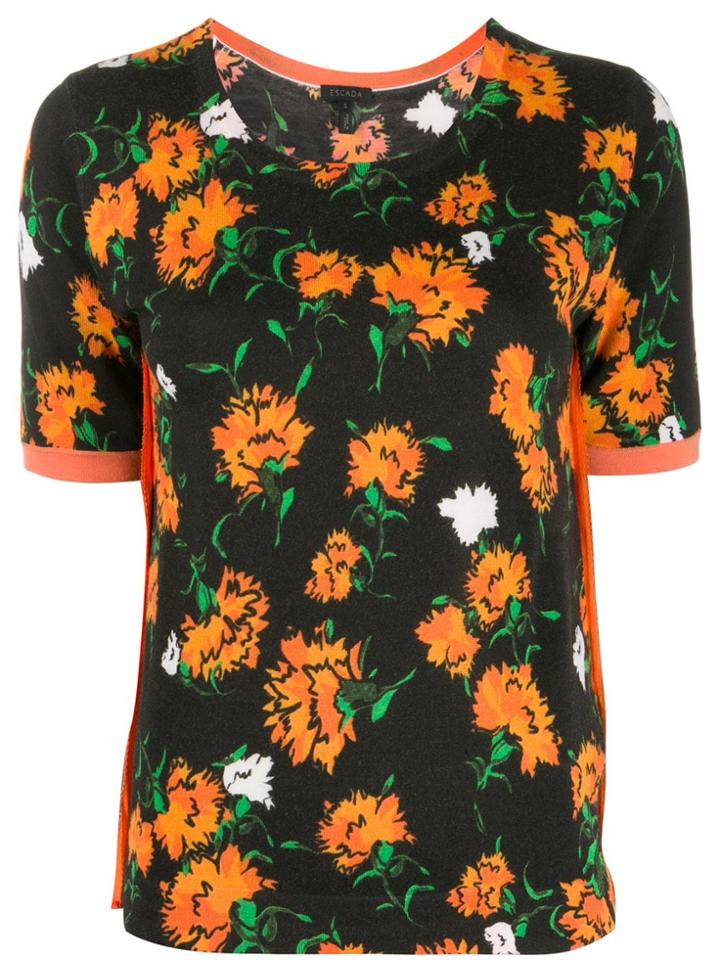 Escada Floral Intarsia Knitted Top - Black