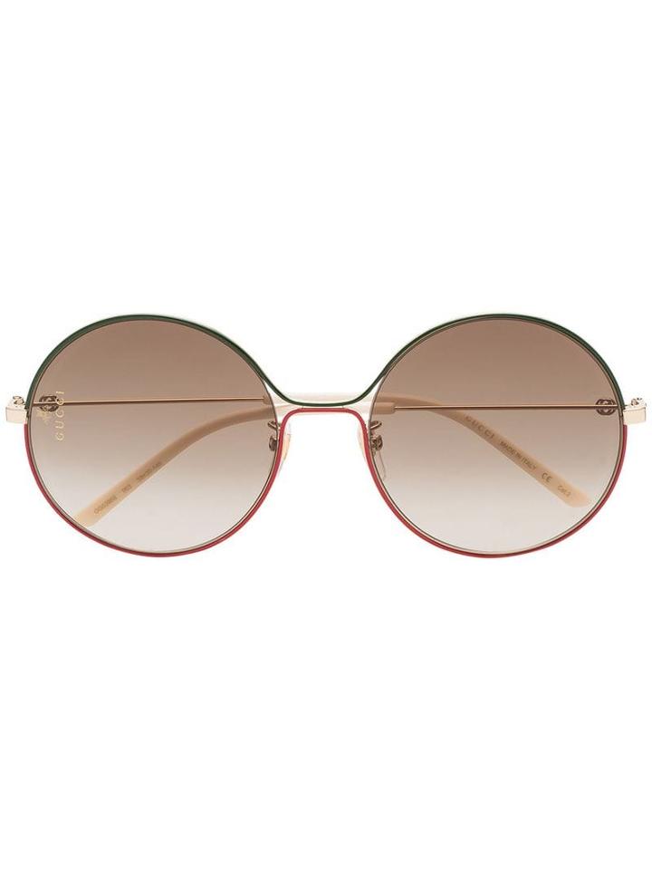 Gucci Eyewear Contrasting Frame Rounded Sunglasses - Red