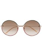 Gucci Eyewear Contrasting Frame Rounded Sunglasses - Red