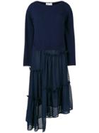 Semicouture Polka Dot Asymmetric Skirt Dress - Blue