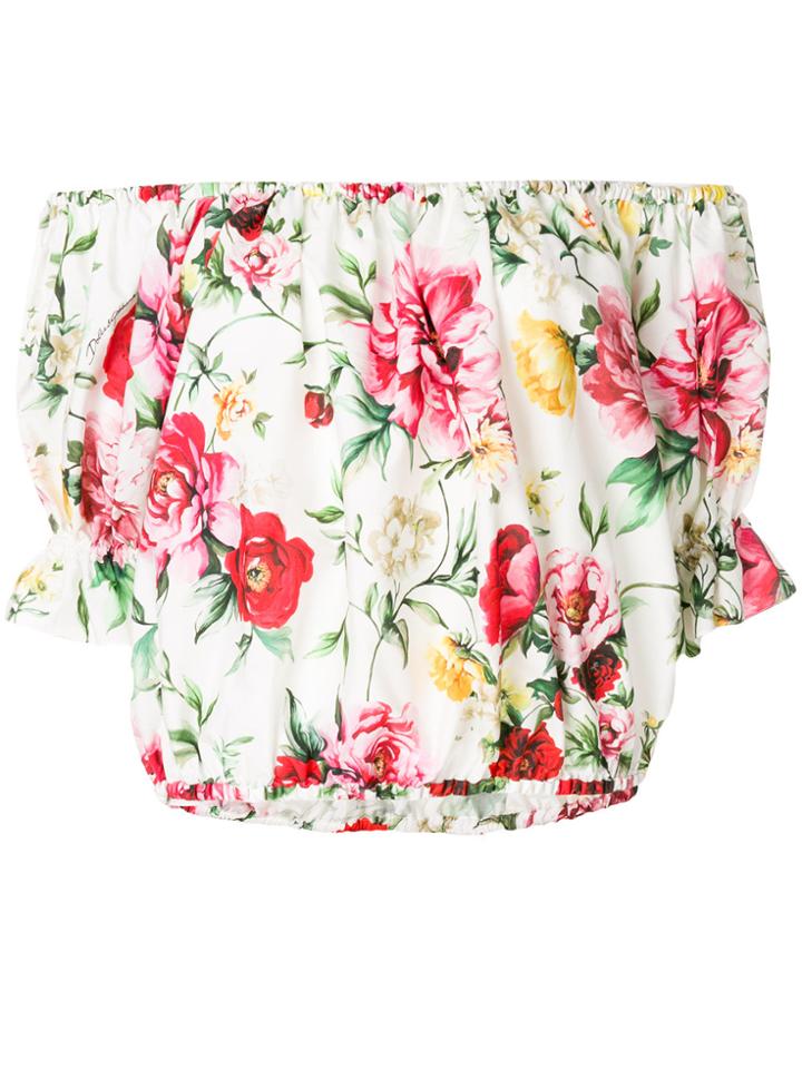Dolce & Gabbana Off-shoulder Floral Print Top - White