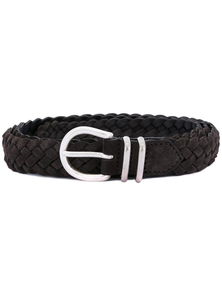 Eleventy - Braided Buckle Belt - Men - Suede - 90, Brown, Suede