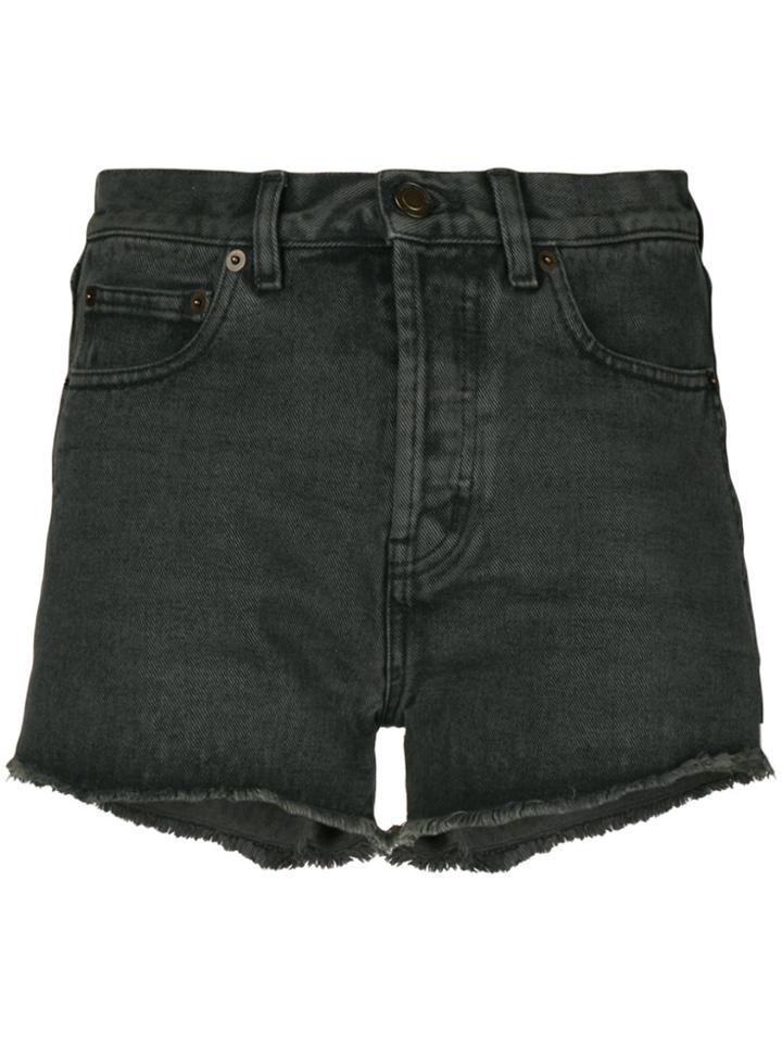 Saint Laurent Classic Fitted Denim Shorts - Grey