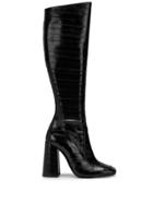 Saint Laurent Knee Length Textured Boots - Black