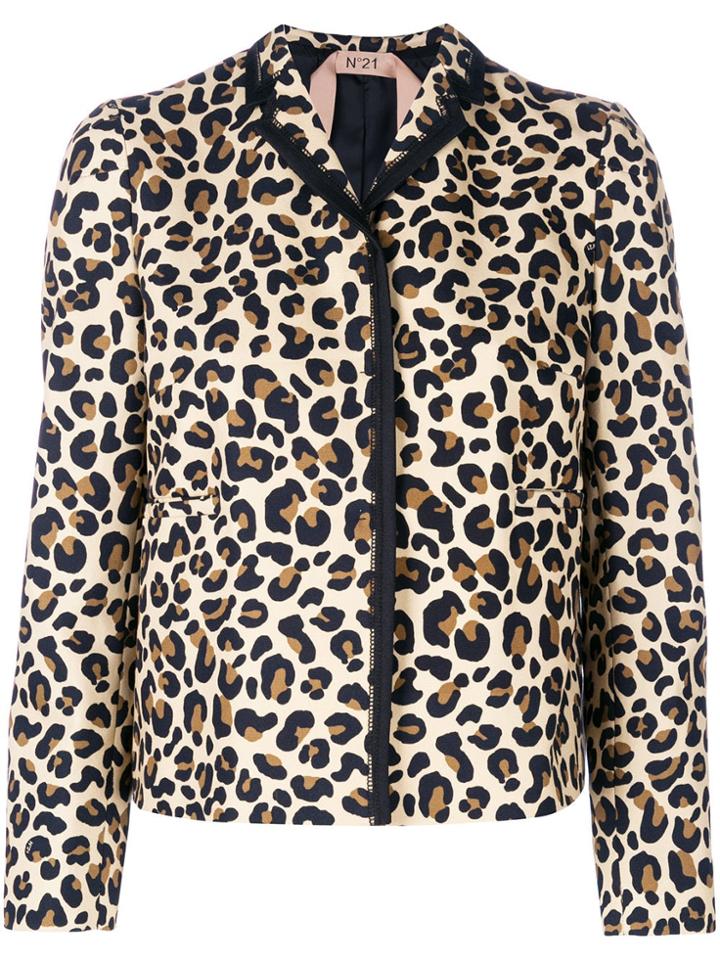 No21 Leopard Print Cropped Jacket - Neutrals